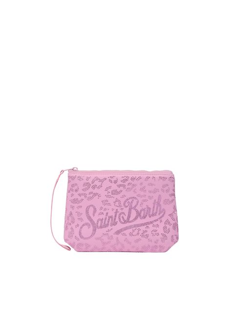 Pochette Aline Strass in scuba con strass leopard Rosa Mc2 Saint Barth | ALI003209239L